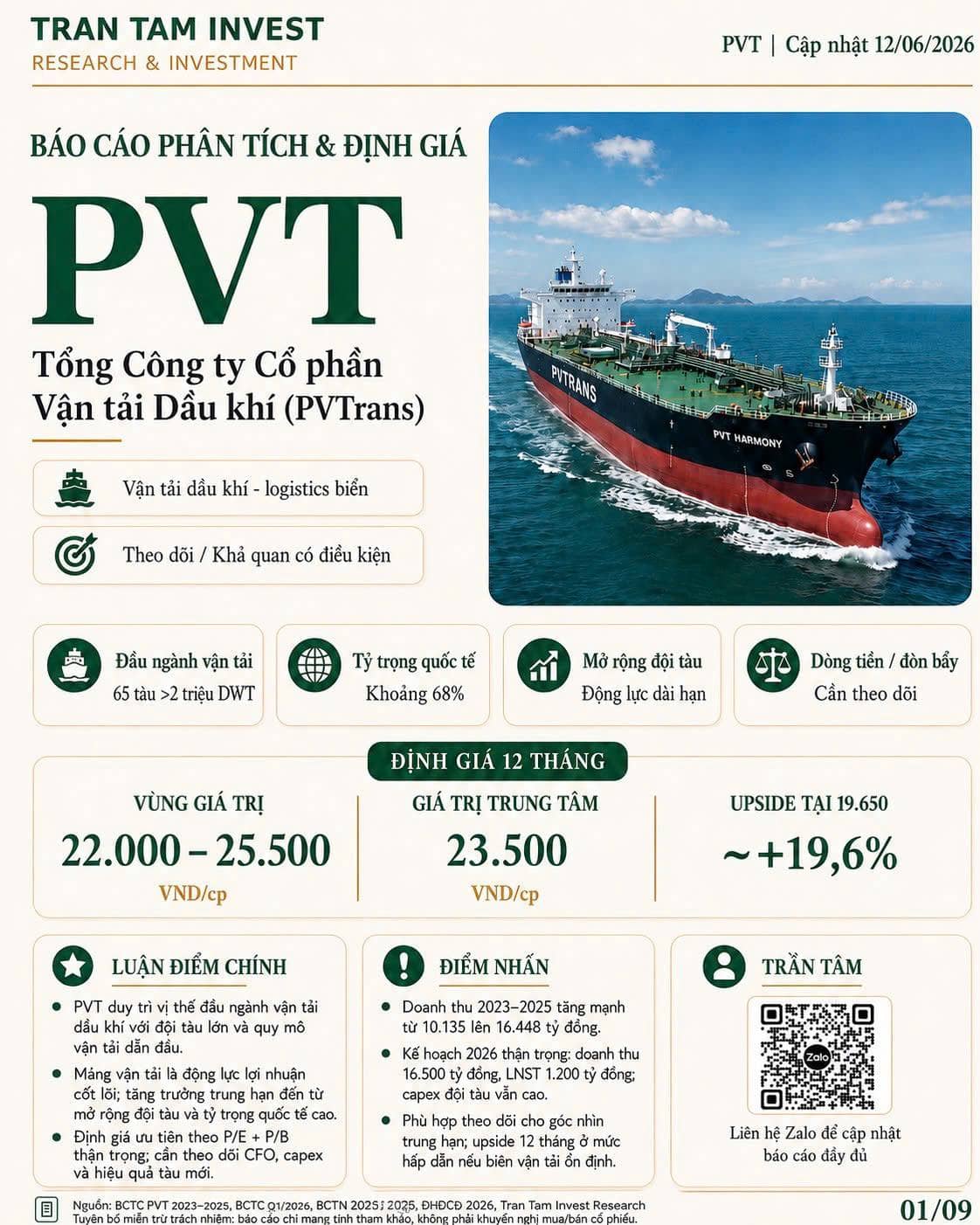 📌 PVT – BÁO CÁO PHÂN TÍCH & ĐỊNH GIÁ. 🚢 PVT duy trì vị thế đầu ngành vận tải dầu khí với quy mô đội  ...