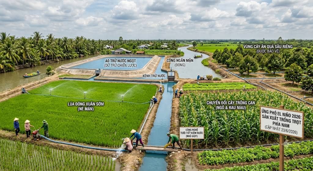 Chủ động ứng phó El niño 2026: Sản xuất trồng trọt phía Nam chuyển mình từ sớm, từ xa