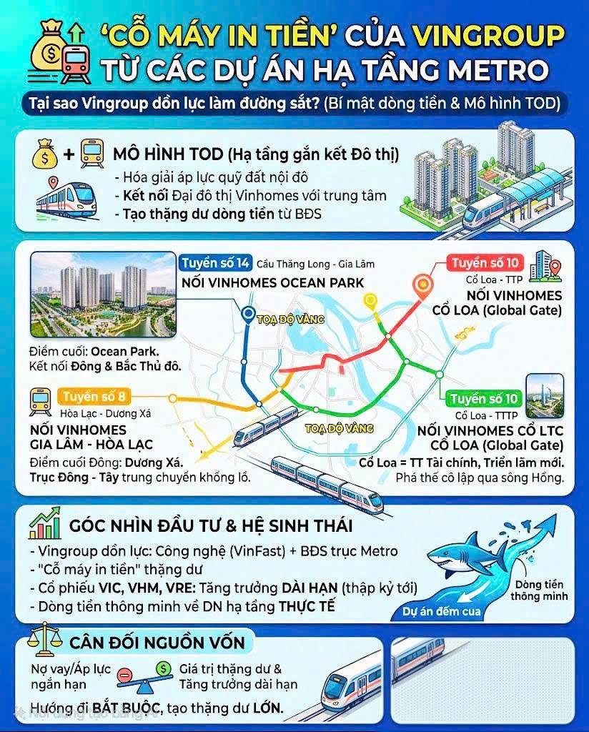 Cách Vingroup tận dụng các dự án hạ tầng Metro để tạo ra lợi nhuận khủng
