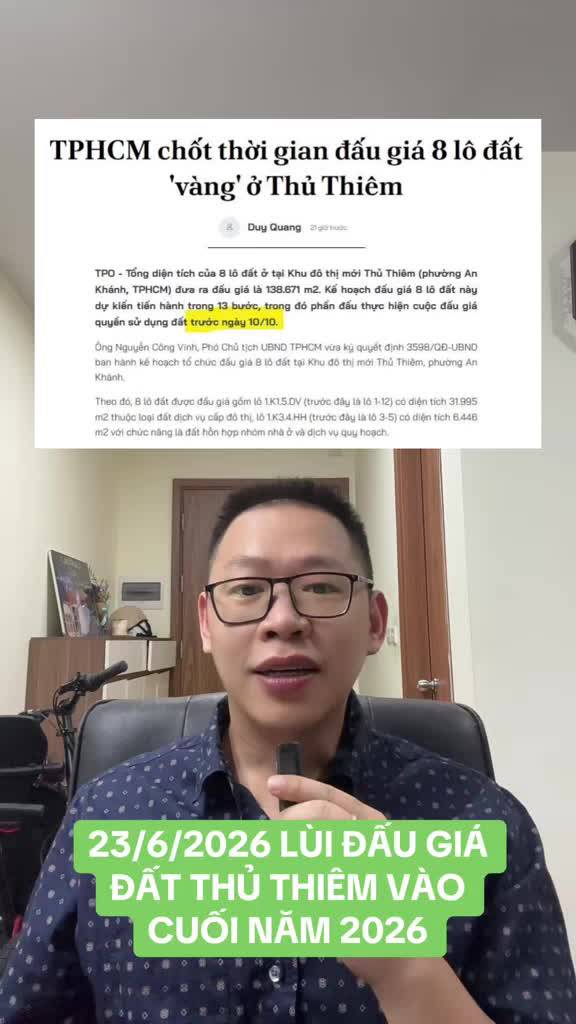 Lùi đấu giá đất thủ thiêm vào cuối năm 2026