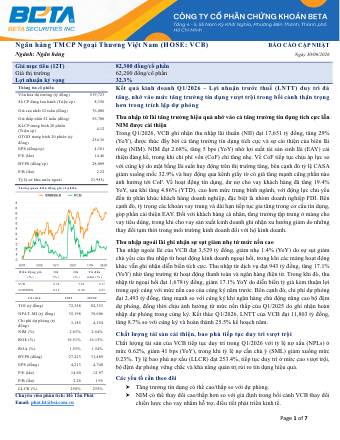 VCB: Báo cáo cập nhật KQKD Q1/2026