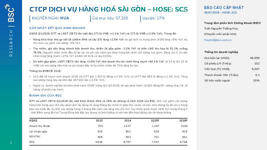SCS: Khuyến nghị MUA với giá mục tiêu 57,200 đồng/cổ phiếu