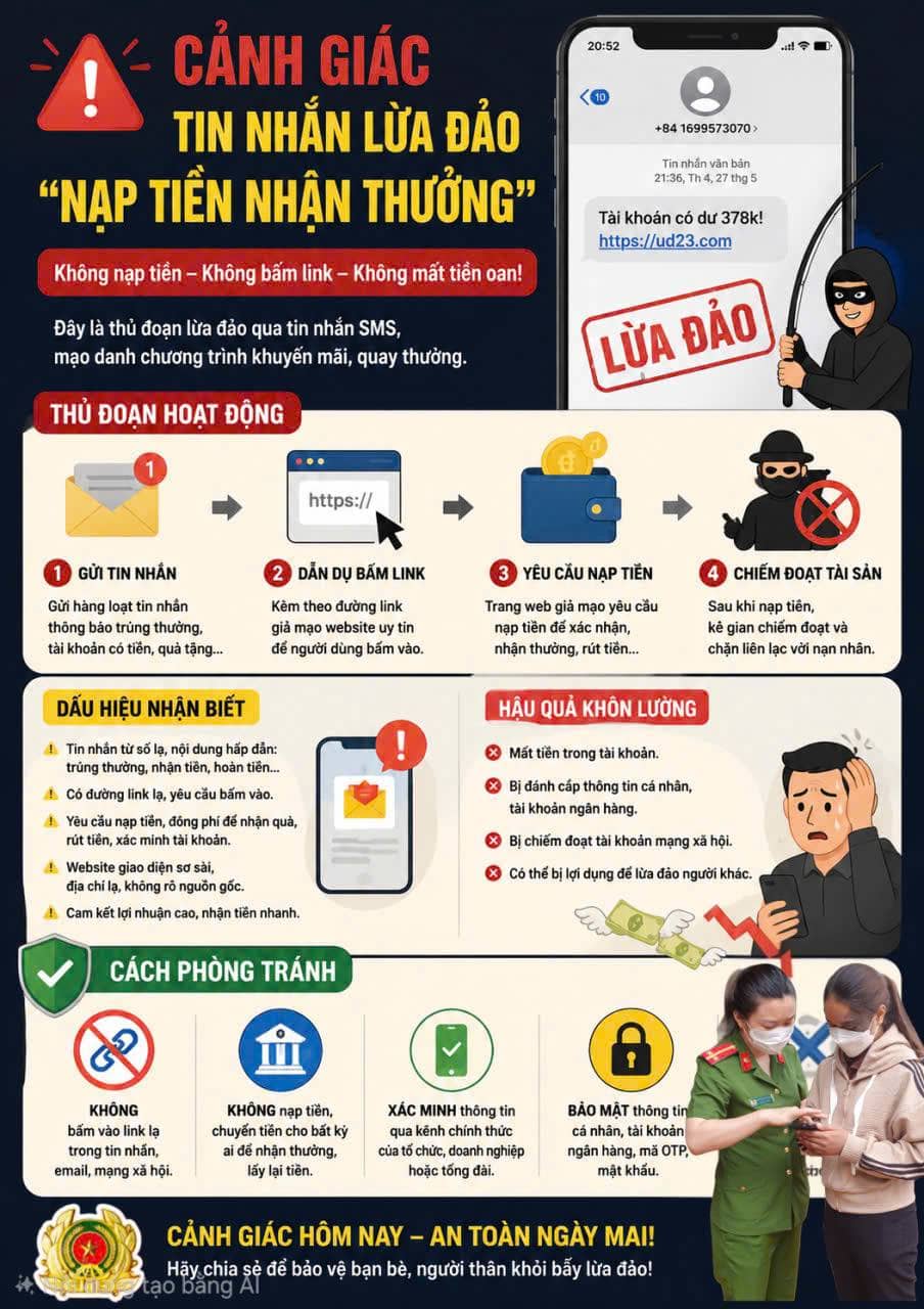 Công an thông báo đến tất cả người dân nhận được tin nhắn SMS có nội dung sau