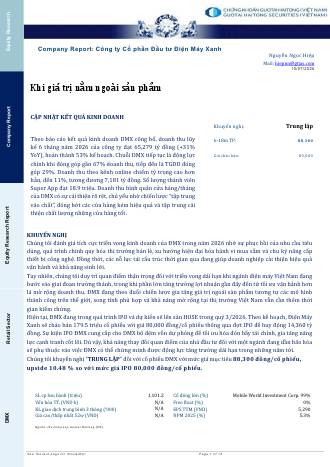 DMX: Khuyến nghị TRUNG LẬP với giá mục tiêu 88,300 đồng/cổ phiếu