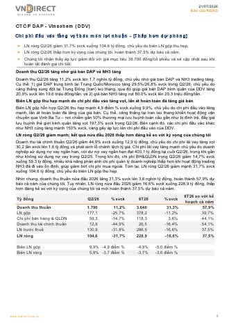 DDV: Báo cáo cập nhật KQKD Q2/2026 (21/07/2026)