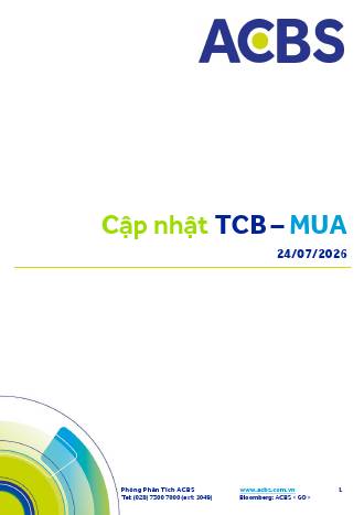 TCB: Khuyến nghị MUA với giá mục tiêu 37,700 đồng/cổ phiếu
