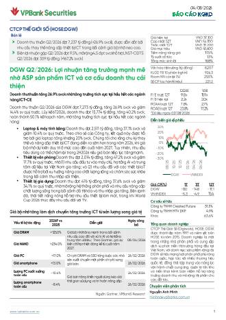 DGW: Báo cáo cập nhật KQKD Q2/2026