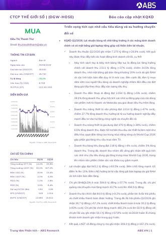 DGW: Khuyến nghị MUA với giá mục tiêu 45,700 đồng/cổ phiếu