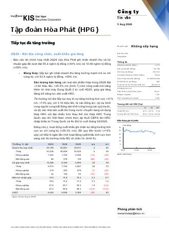 HPG: Báo cáo cập nhật KQKD Q2/2026