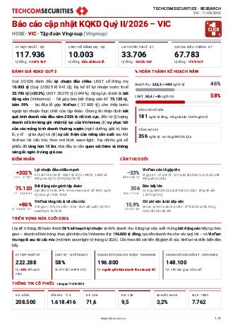 VIC: Báo cáo cập nhật KQKD Q2/2026