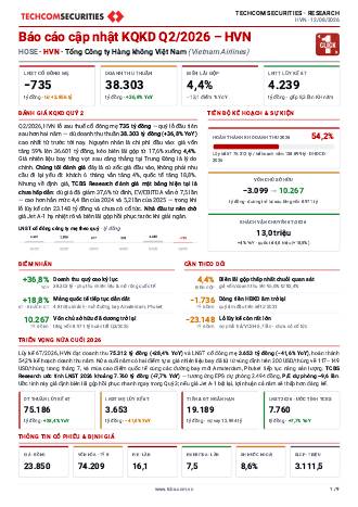 HVN: Báo cáo cập nhật KQKD Q2/2026