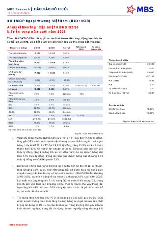 VCB: Báo cáo cập nhật KQKD Q2/2026