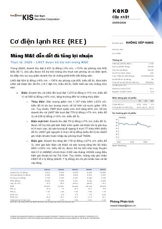 REE: Báo cáo cập nhật KQKD Q2/2026