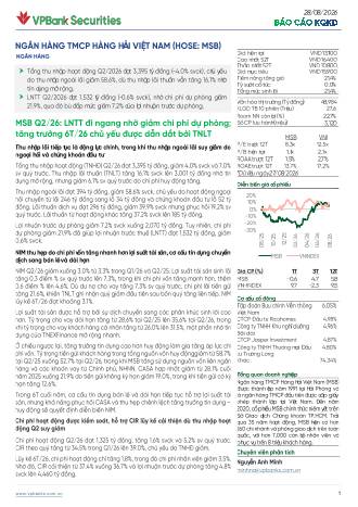 MSB: Báo cáo cập nhật KQKD Q2/2026