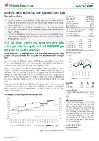 SAB: Báo cáo cập nhật KQKD Q2/2026