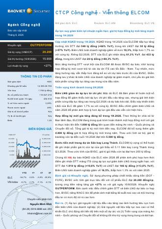 ELC: Khuyến nghị OUTPERFORM với giá mục tiêu 20,200 đồng/cổ phiếu