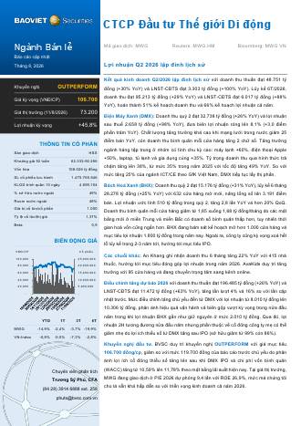MWG: Khuyến nghị OUTPERFORM với giá mục tiêu 106,700 đồng/cổ phiếu