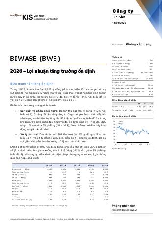 BWE: Báo cáo cập nhật KQKD Q2/2026
