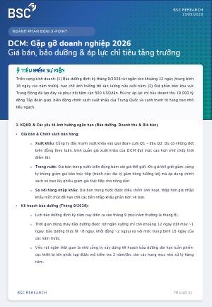 DCM: Báo cáo cập nhật 15/09/2026