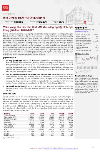 IDC: Khuyến nghị KHẢ QUAN với giá mục tiêu 41,600 đồng/cổ phiếu