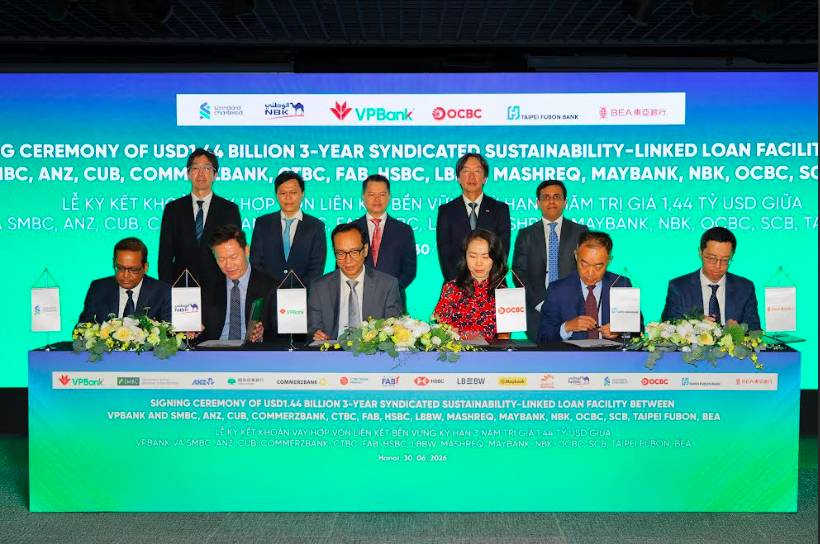 VPBank cùng 15 định chế tài chính quốc tế ký kết khoản vay hợp vốn liên kết bền vững đầu tiên trị giá 1,44 tỷ USD