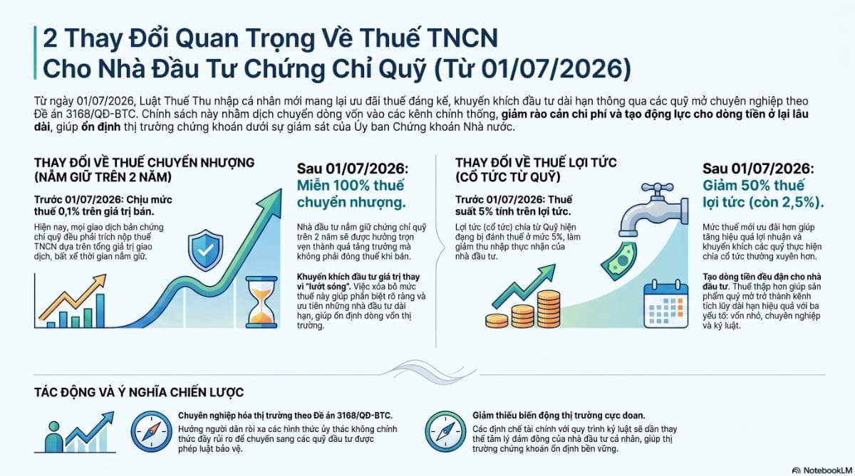 Thuế TNCN mới: Dòng tiền dài hạn qua quỹ được khuyến khích rõ hơn