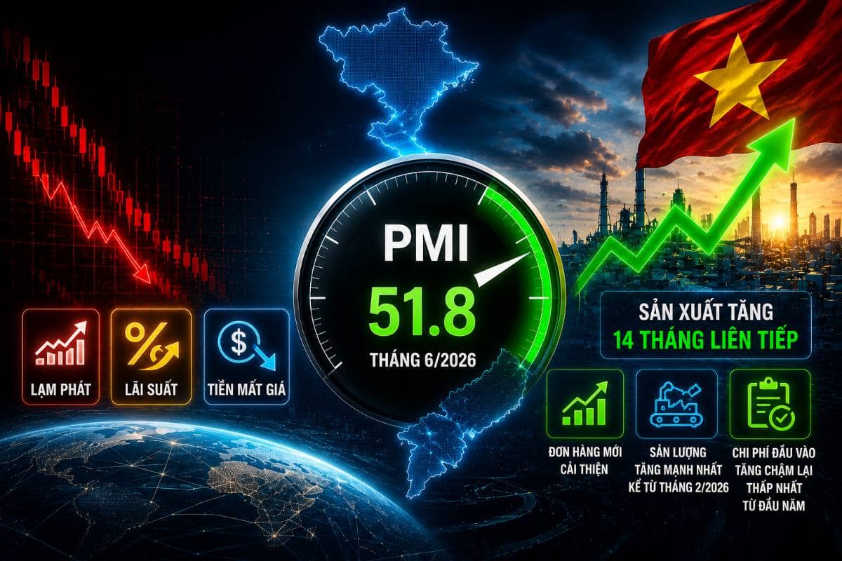Vàng lập đỉnh, lo bơm tiền gây lạm phát...nhưng PMI vừa tiết lộ một sự thật khác về sức khỏe kinh tế Việt Nam!