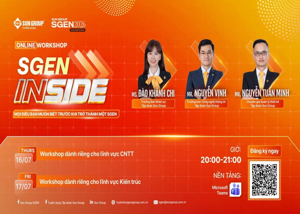 Bứt phá sự nghiệp cùng workshop trực tuyến giải mã chương trình Sun Group SGEN 2026