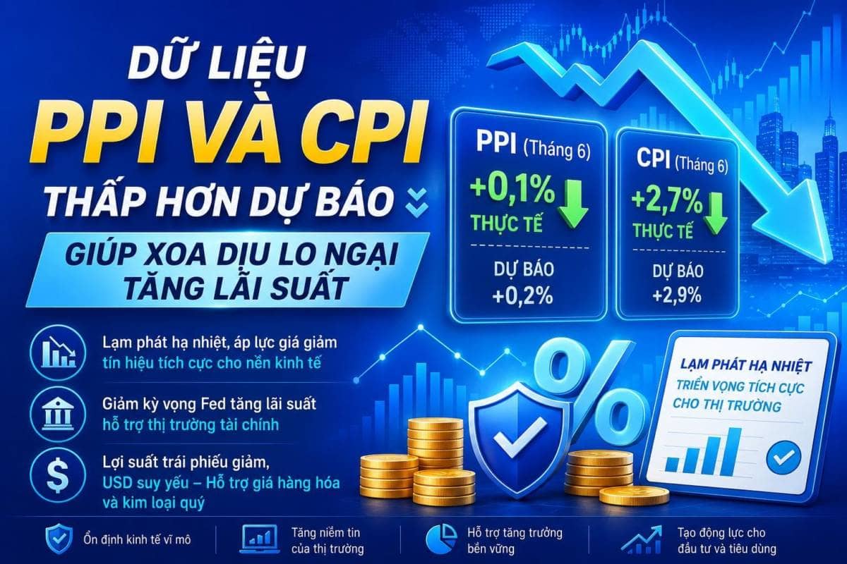 Dữ liệu PPI và CPI thấp hơn dự báo giúp xoa dịu lo ngại tăng lãi suất