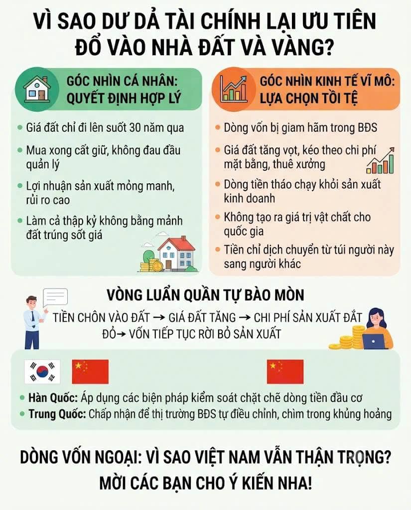 Vì sao hễ dư dả tài chính là người ta lại ưu tiên đổ tiền vào nhà đất và vàng bạc?