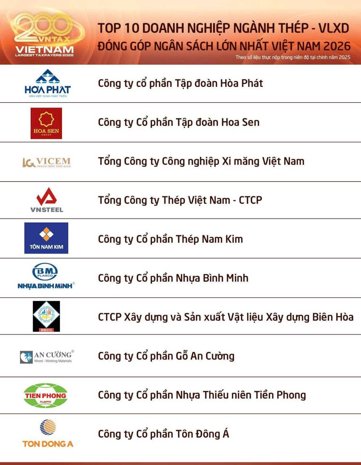 Top doanh nghiệp thép nộp ngân sách nói gì về sức khỏe ngành?