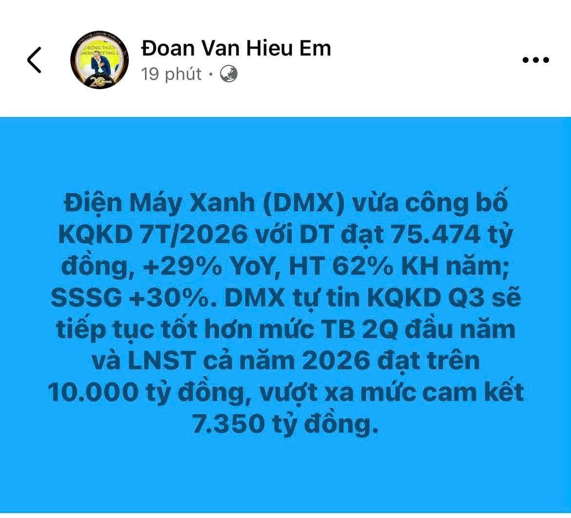 DMX - KQKD 7T/2026 - Khởi đầu Q3 vô cùng thuận lợi
