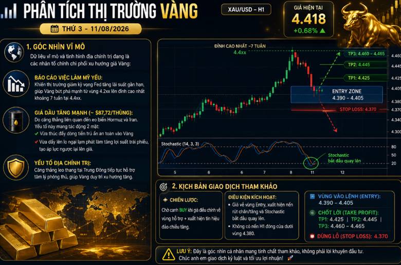 Phân tích thị trường vàng | thứ 3 - 11/08/2026
