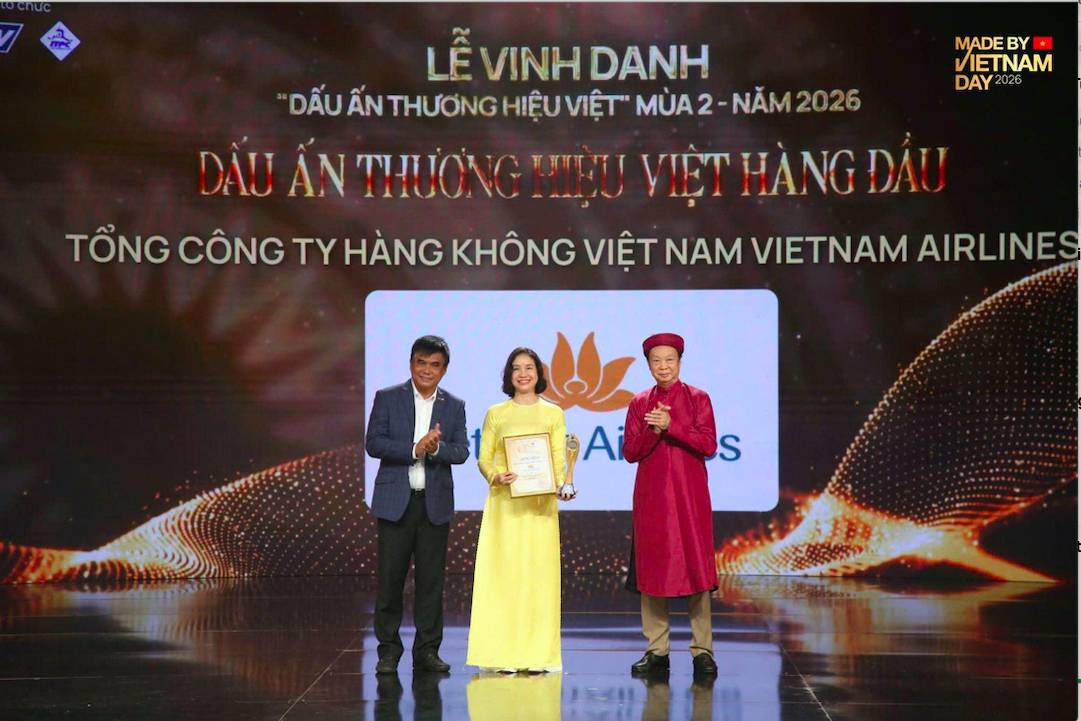 Vietnam Airlines được vinh danh "Dấu ấn thương hiệu Việt hàng đầu" tại Made by Vietnam 2026