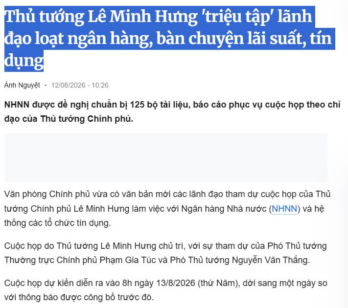 Thủ tướng sắp có chỉ đạo nóng về tín dụng, lãi suất