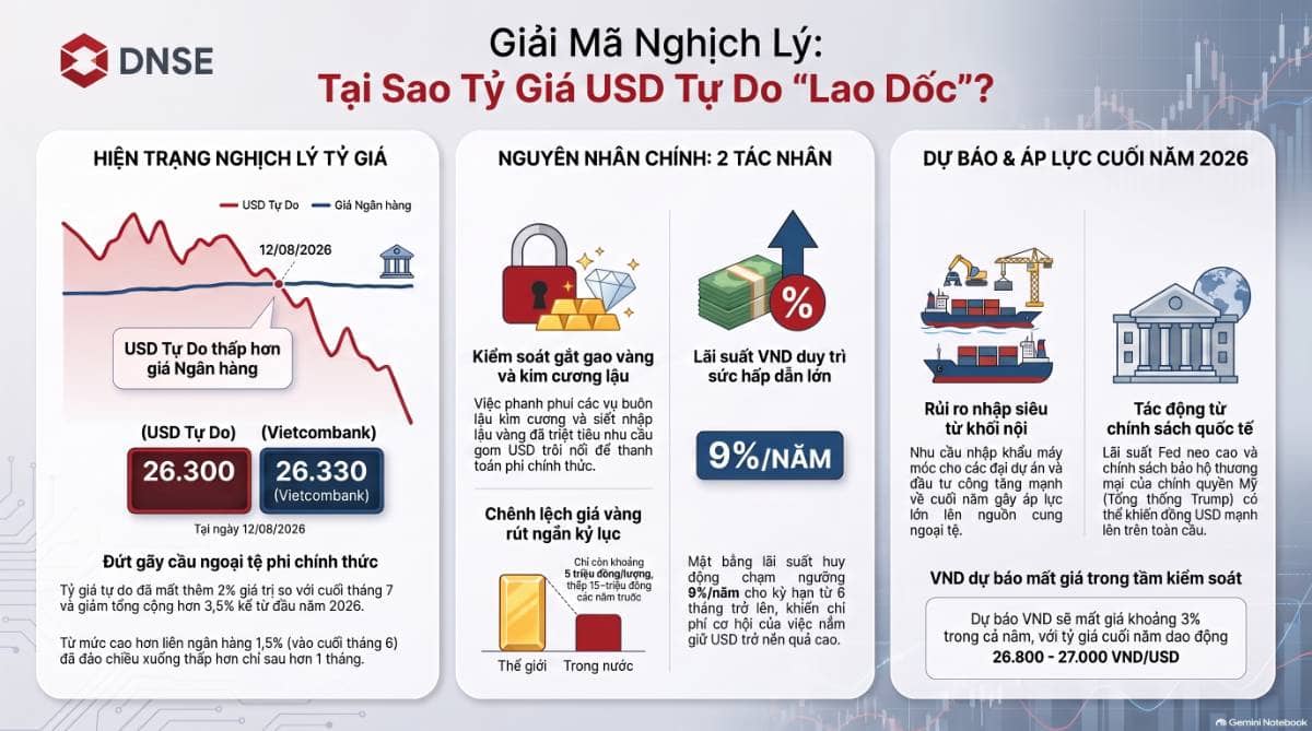 USD tự do thấp hơn liên ngân hàng: tín hiệu hạ nhiệt của cầu ngoại tệ phi chính thức