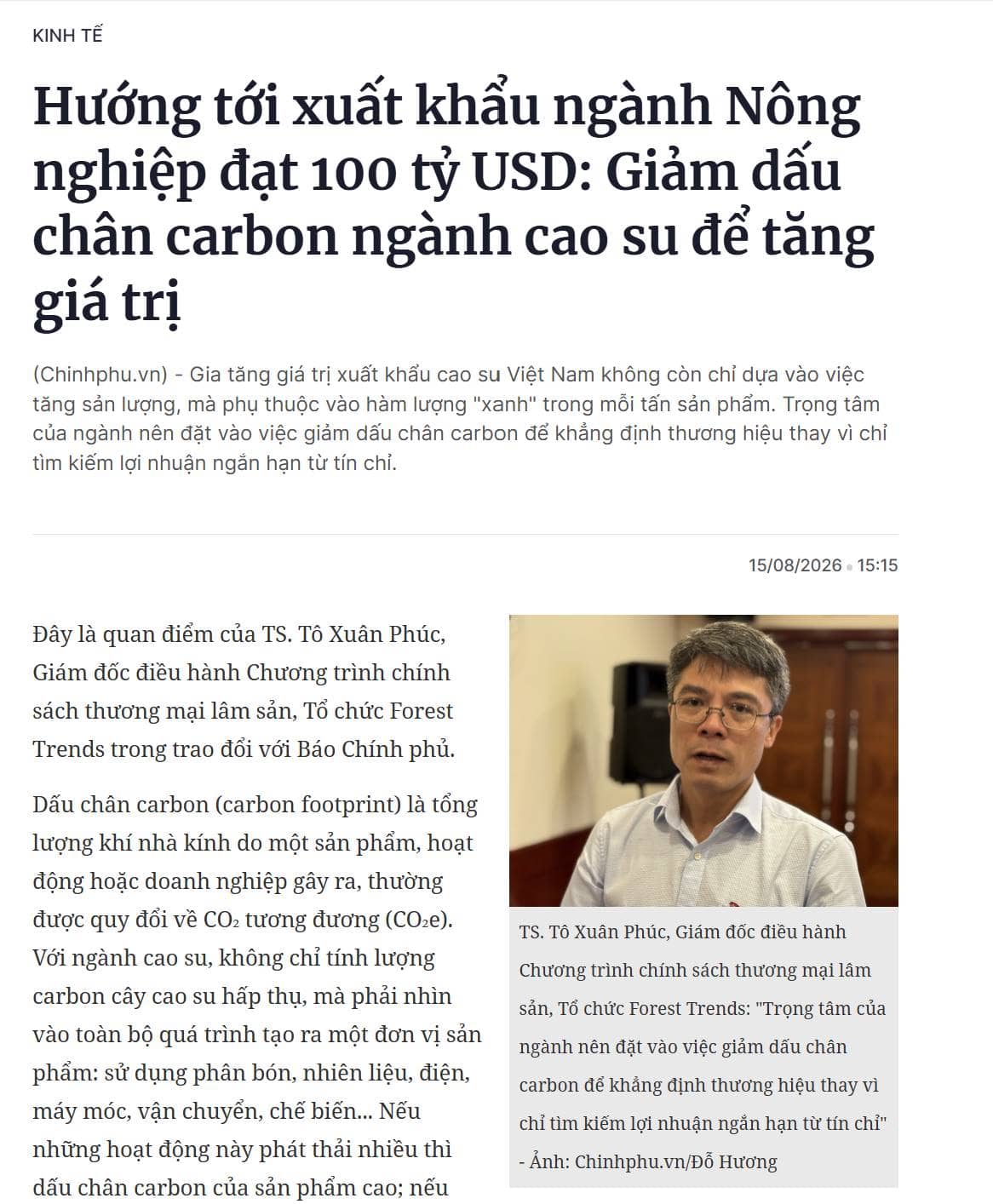 XANH HÓA NGÀNH CAO SU VIỆT NAM: LIỆU "TÍN CHỈ CARBON" CÓ PHẢI LÀ MỎ VÀNG THỰC SỰ, HAY GIÁ TRỊ CỐT LÕI  ...