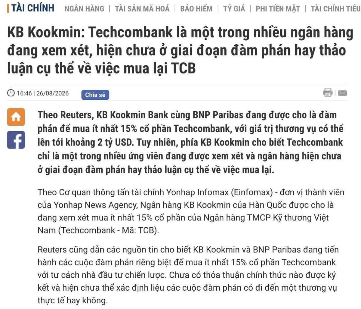 Hé lộ thời điểm TCB sẽ chính thức bán vốn cho ngoại 