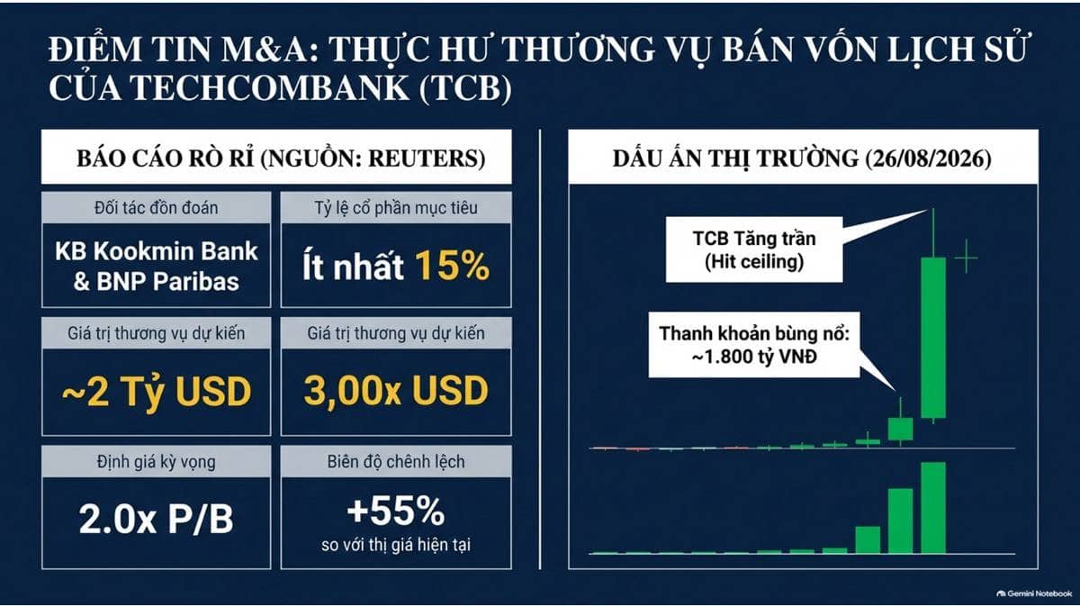 Tóm tắt phản hồi thông tin đàm phán bán vốn của Techcombank (TCB):. Sau tin đồn M&A được đưa tin ngày  ...