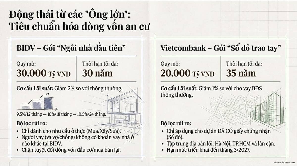 Tóm tắt các gói tín dụng ưu đãi mua nhà từ BIDV và Vietcombank:. Hai ngân hàng thương mại nhà nước lớn  ...
