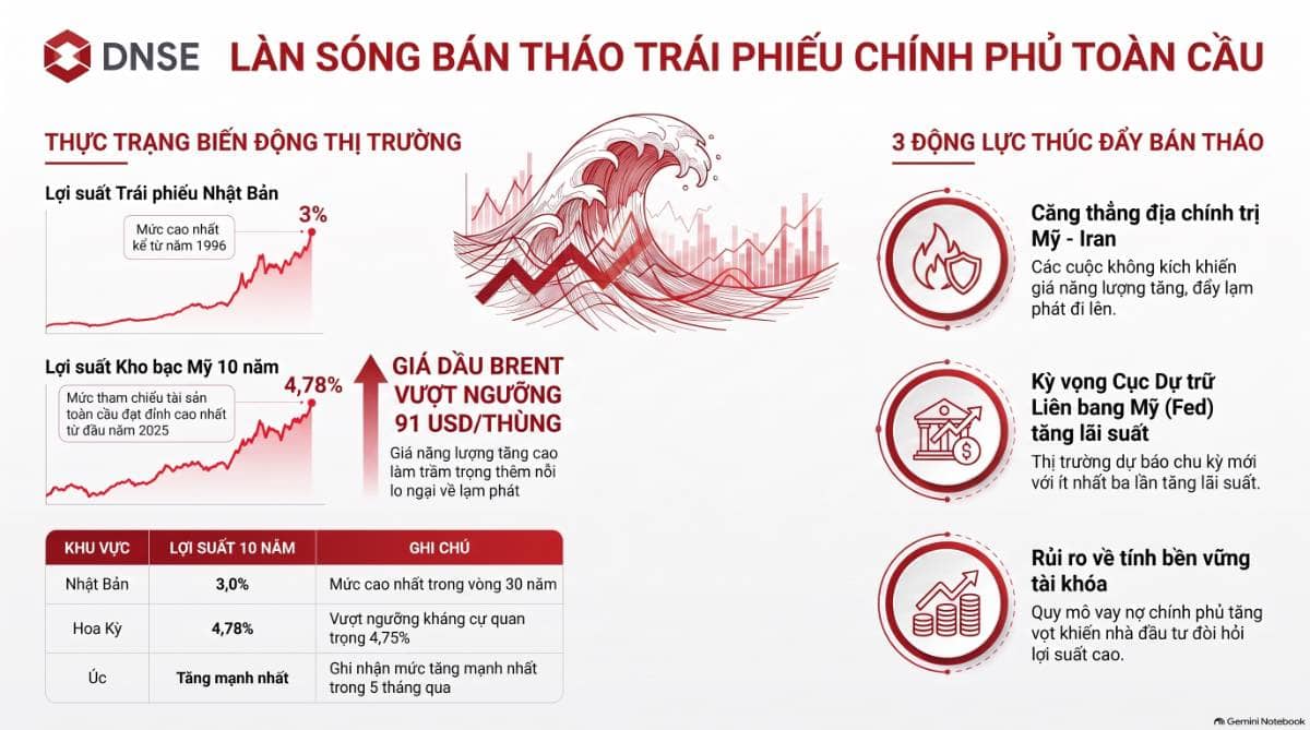 Trái phiếu chính phủ bị bán tháo: Thị trường toàn cầu tái định giá rủi ro lạm phát và lãi suất