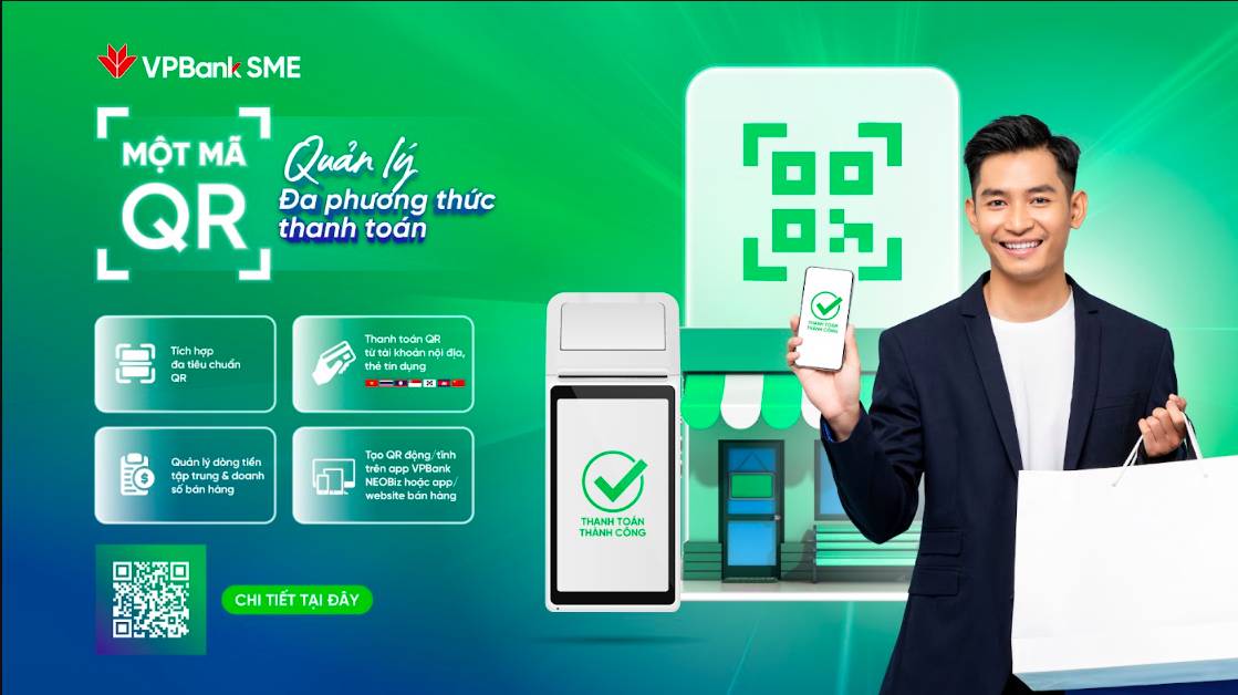 VPBank SME: Một mã MerchantQR, nhận thanh toán từ tài khoản, thẻ đến ví điện tử