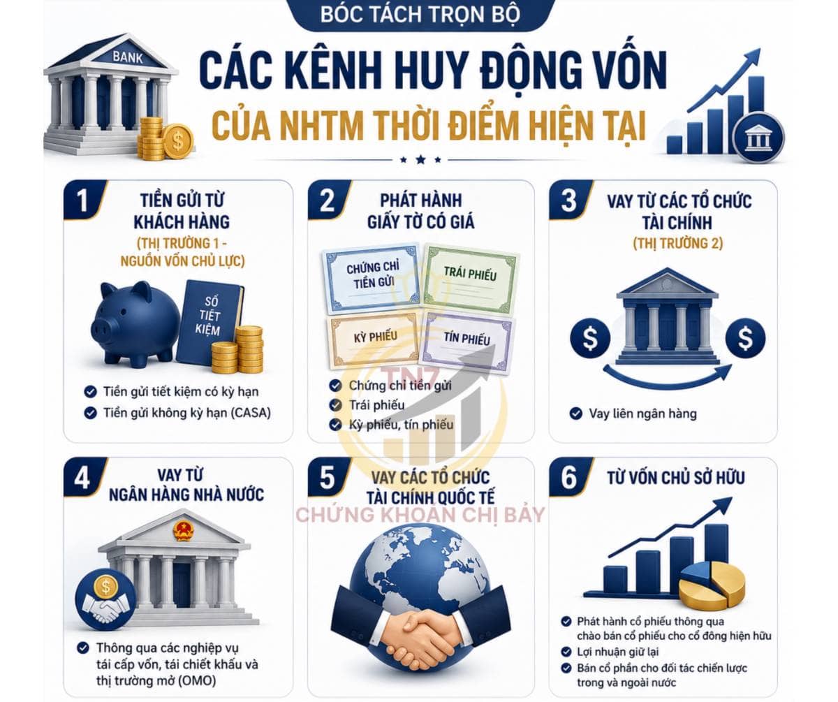 Bóc tách trọn bộ các kênh huy động vốn của NHTM thời điểm hiện tại
