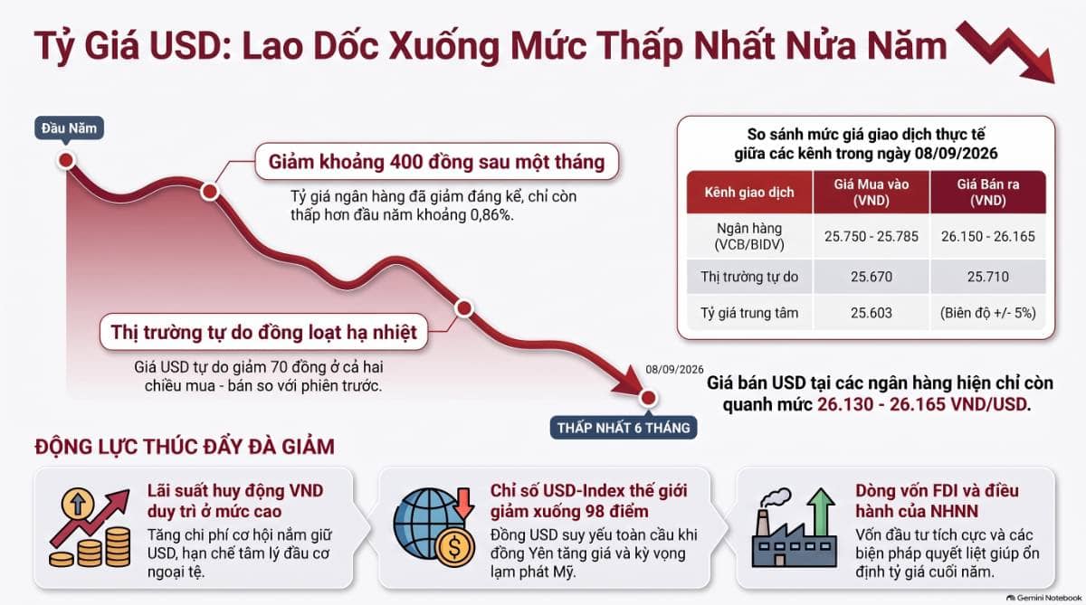 USD ngân hàng giảm mạnh: Áp lực tỷ giá hạ nhiệt, nhưng chưa nên chủ quan