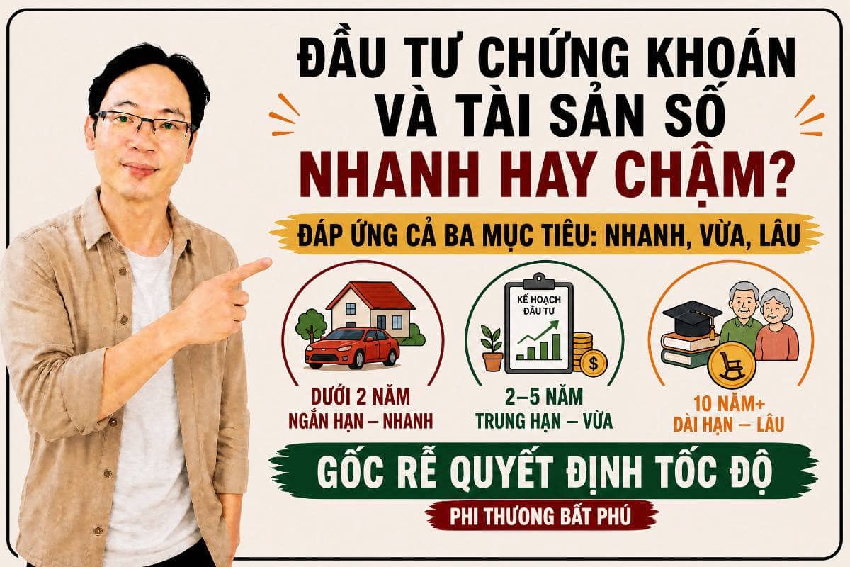 Nhật ký nhà đầu tư: Đầu tư chứng khoán và tài sản số là kiếm tiền nhanh hay chậm?. Chào anh em,. Nhiều  ...