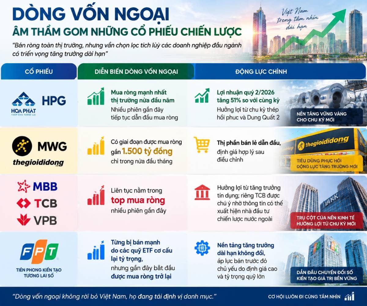 Khối ngoại bán ròng hơn 90.000 tỷ đồng nhưng đang âm thầm gom cổ phiếu nào?