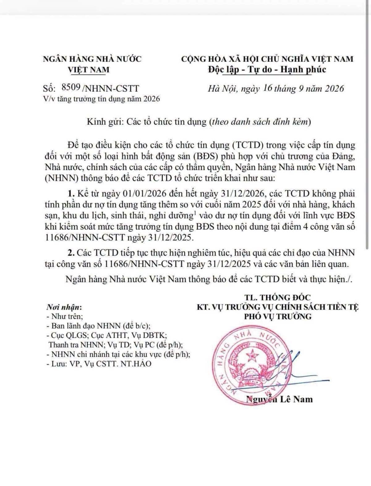 NHNN điều chỉnh cách tính tín dụng BĐS