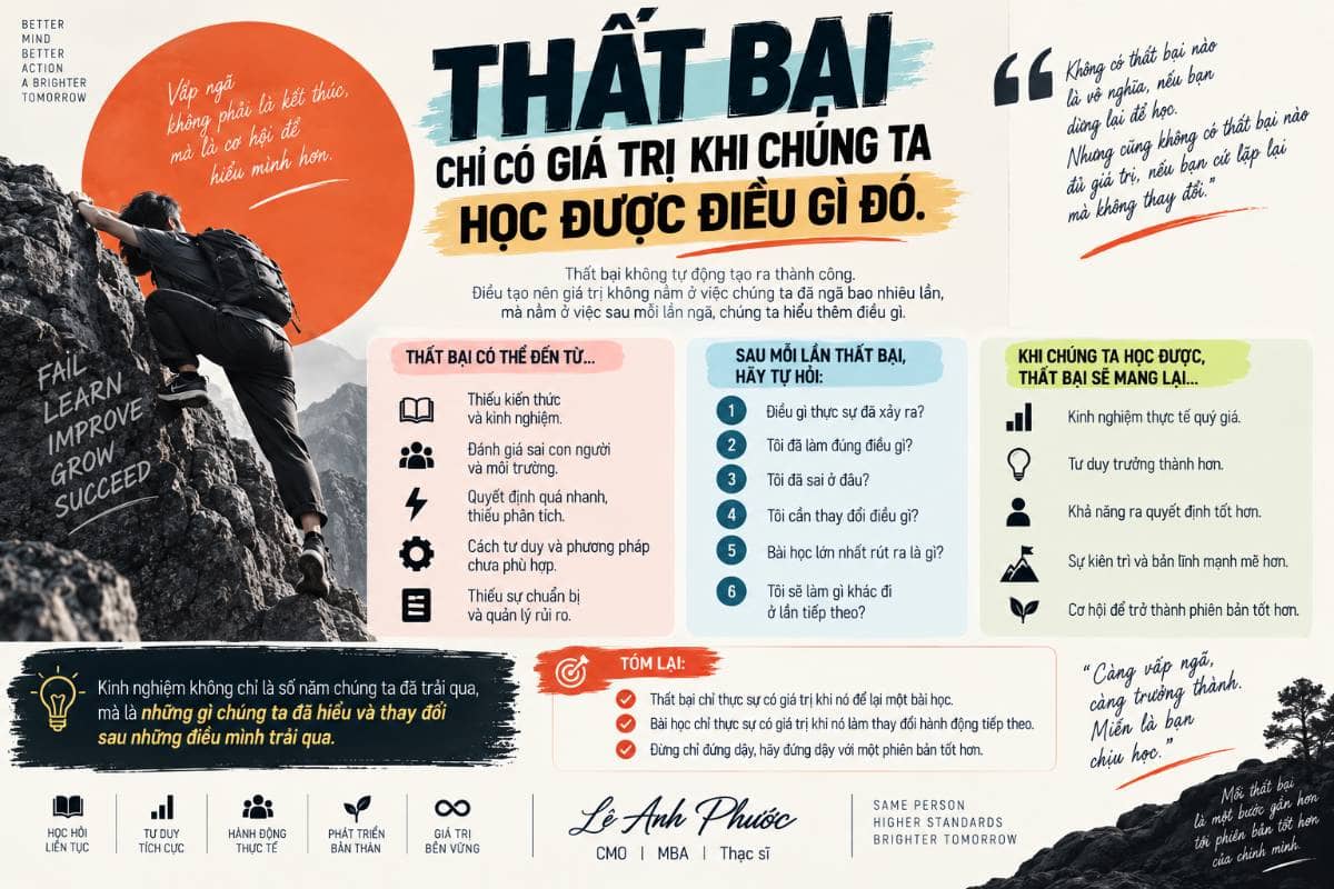 Thất bại chỉ có giá trị khi chúng ta học được điều gì đó
