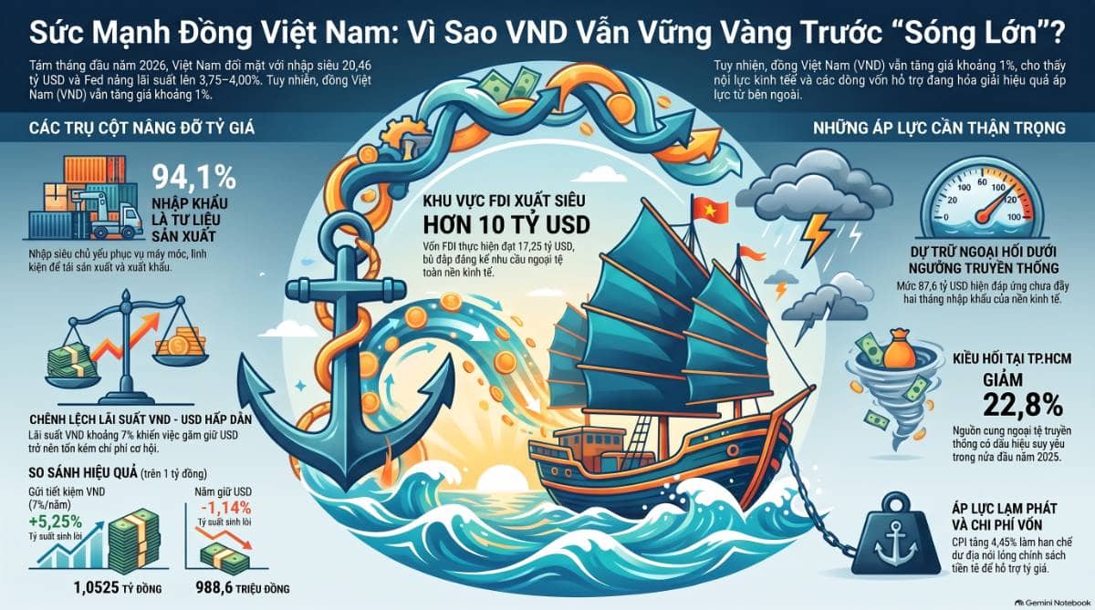 Nhập siêu 20,46 tỷ USD, Fed tăng lãi suất – vì sao tiền đồng vẫn lên giá?