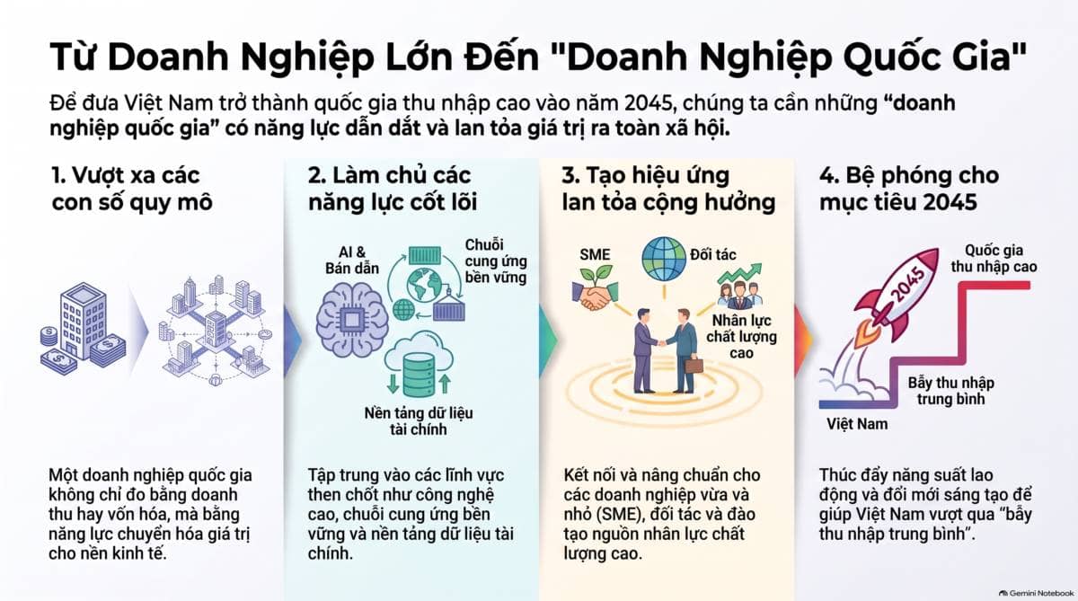 Từ doanh nghiệp lớn đến “doanh nghiệp quốc gia”: quy mô chưa đủ, phải tạo được năng lực cho nền kinh tế